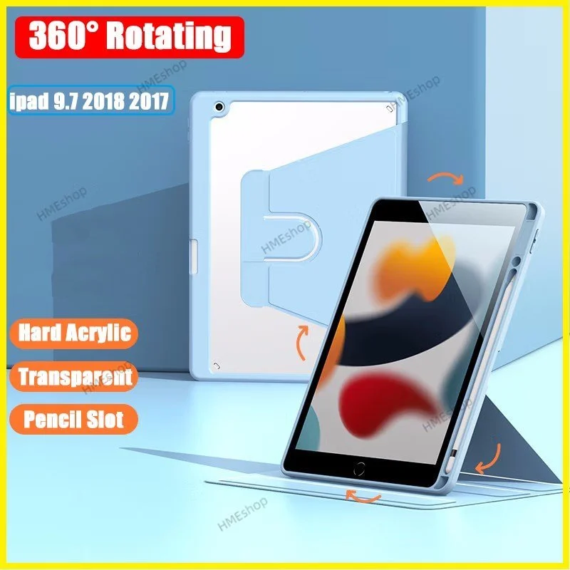 

360° Rotation Case for IPad 9.7 6th 5th Air 2 3 1 10.2 7th 8th 9th Pro 10.5 11 10th 10.9 Mini 6 5 4 Cover with Pencil Holder