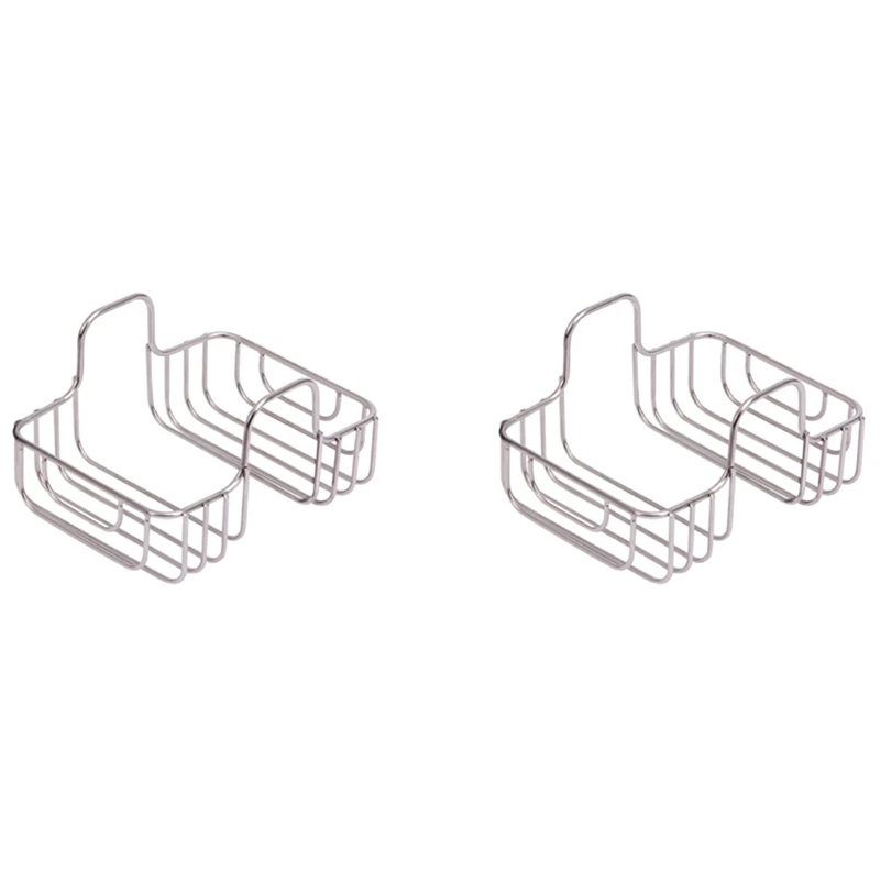 

2X Kitchen Gadget Double Sink Inner Hanger Dishwasher Sponge Steel Ball Stainless Steel Storage Rack Fruit Rack