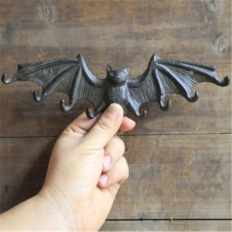 European Style Cast Iron Bat Hook Home Wall Decoration Clothes Hats Key Hooks Retro Creative Entrance Model Room Decoration 6