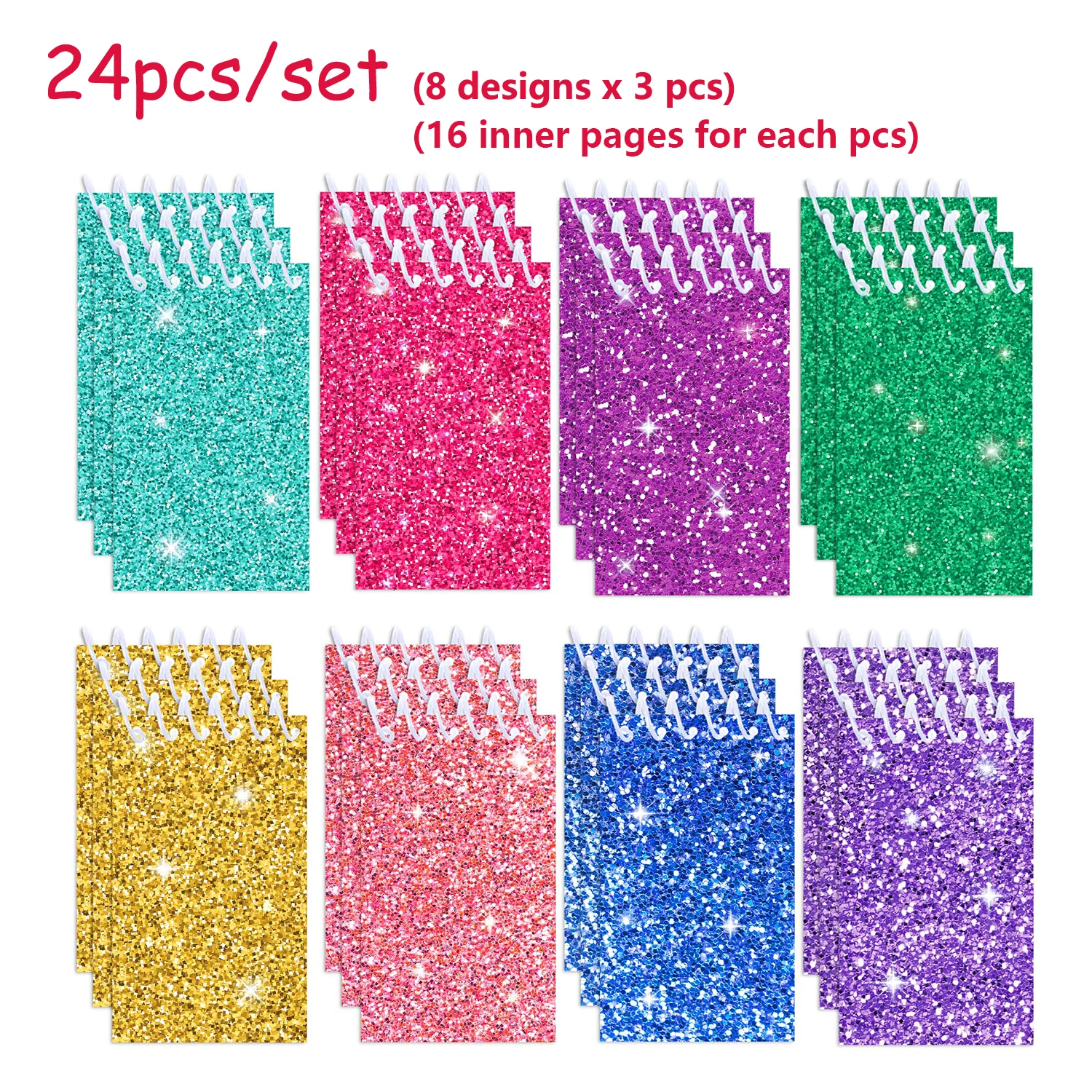 8/16/24 stücke Schimmernde Pulver Glitter Spirale Tasche Notebooks Memo Pad Spule Broschüre Notizblöcke Für Büro Schreibwaren Schule tagebücher – Detail 3