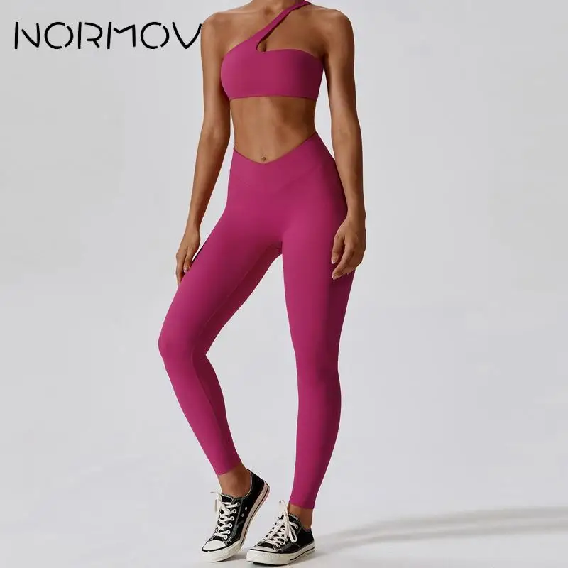 NORMOV Seamless Yoga Set Naked Feeling Women Sports Set Backless