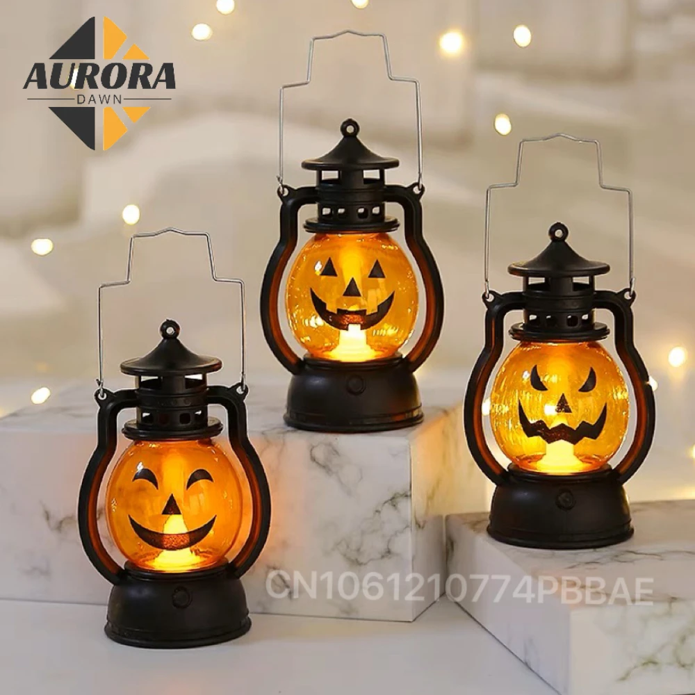 

Halloween Small Night Light Portable Pumpkin Lamp Electronic Candle with Battery LED Adding Holiday Spirit ForHome Decorations