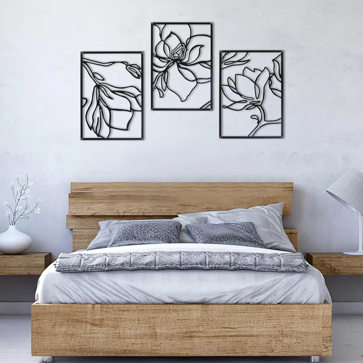 

Metal Flowers Home Decor Modern Abstract Nature Floral Line Wall Sculpture Minimalist Decor Metal Home Wall Hanging Art Decor Ga