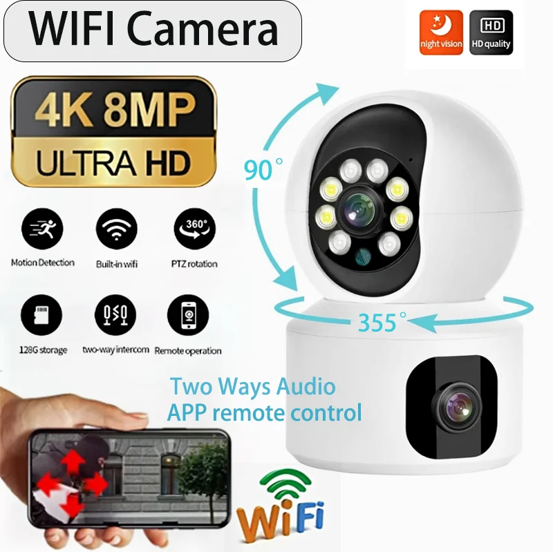 

8MP Smart Surveillance Camera Supports AP Two-way Audio Color Night Vision WiFi Camera Waterproof Outdoor CCTV Security Camera
