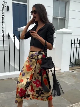 Sexy Vacation Print Patchwork Women's Skirt Beach Dropped Hip Package Split Female Skirts 2026 Summer Fashion Lady Outwear