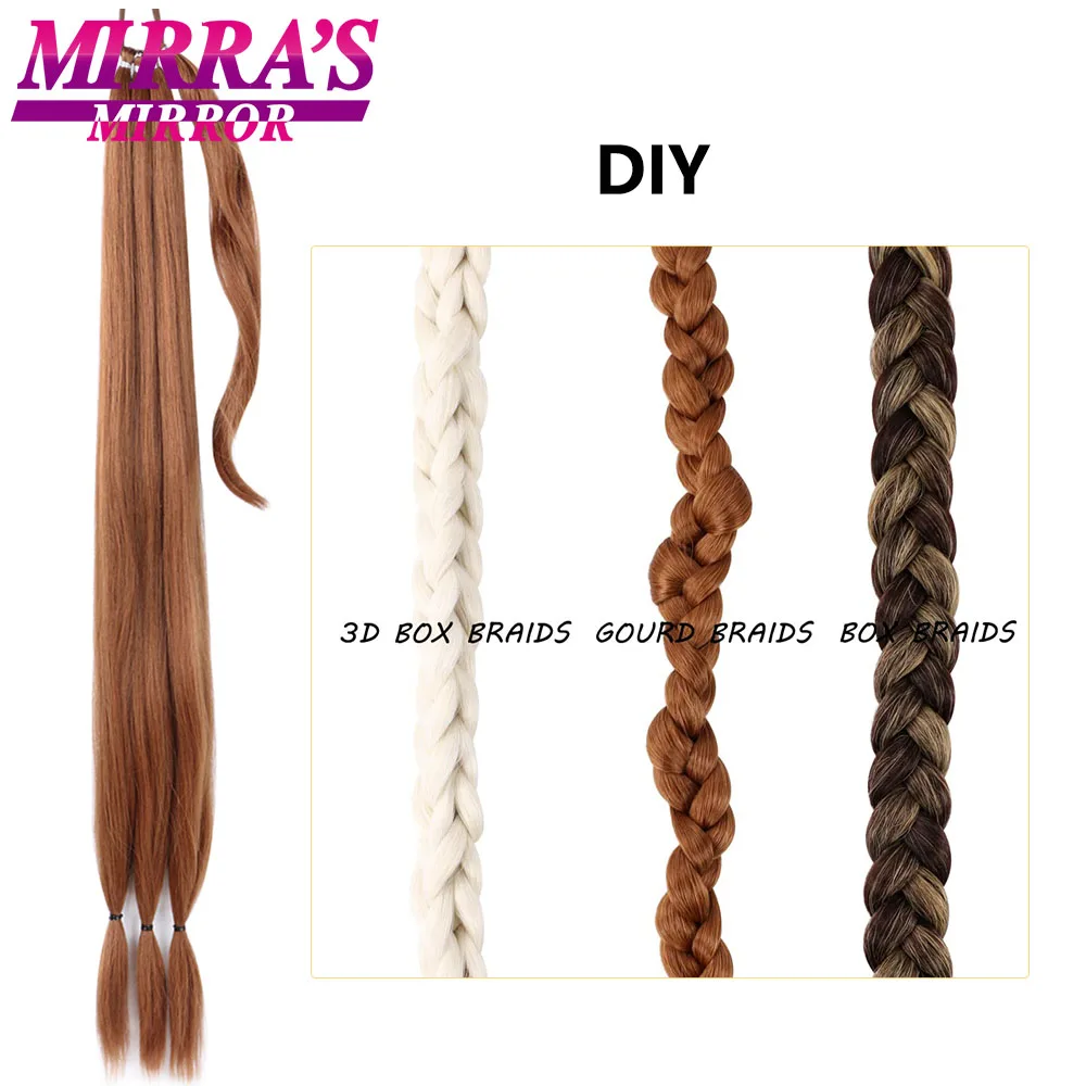 28 Inch Long DIY Braided Ponytail Extension with Hair Tie Straight Wrap Around Hair Extensions Ponytail Synthetic Hairpiece 100G fake hair extensions