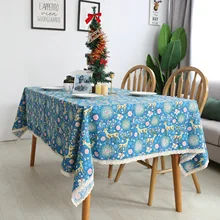 

Polyester Tablecloths, Waterproof Table Covers Christmas Fawn Blue Dining Table Coffee Table Deco