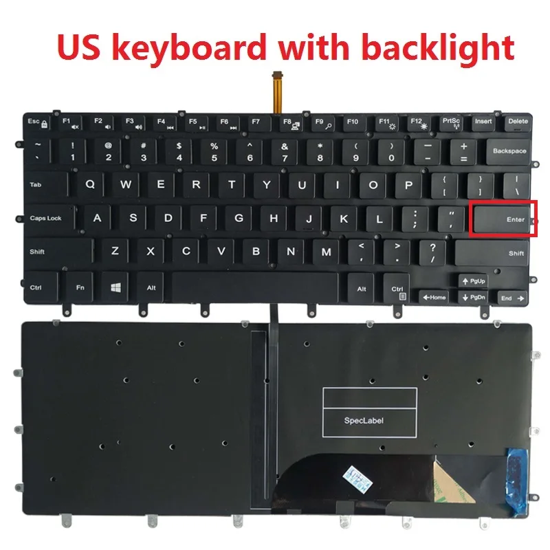 Russo Eua Espanhol Teclado do Portátil para Dell Xps 15 9550 9560 9570 P56f Precisão 5510 M5510 M5520 M5530 com Luz de Fundo Novo - Imagem 3