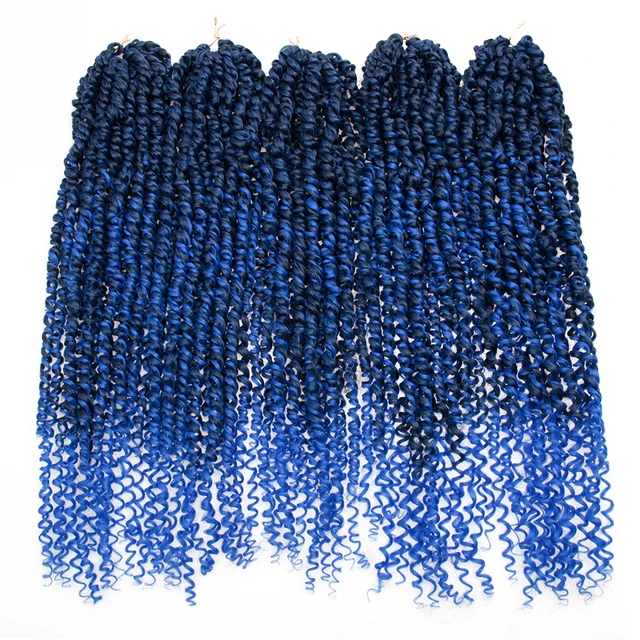 Synthetic Crochet Braids Hair For Passion Twist Pre-Looped Fluffy Ombre 12 18 22 28Inch Pre-Twisted For Black Woman YXCHERISHAIR T1B/Blue