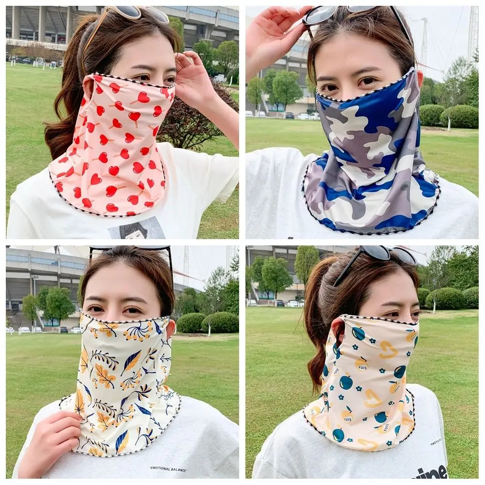 

Floral Ice Silk Mask Cycling Face Cover Printed Neck Wrap Cover Neck Wrap Cover Face Gini Mask Sunscreen Face Scarf Hiking