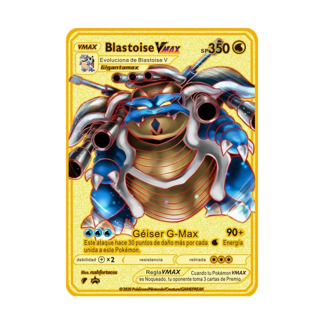 Pokemon Gold Card Metal Card Game Anime Battle Pokemon Gold Spanish Kaarten Charizard Pikachu Game Collection Cards Gift Kids X7