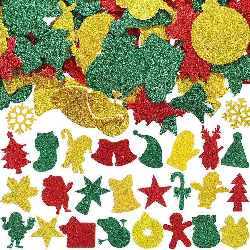 1bag/lot Glitter Winter Snowflake Christmas Tree Foam Stickers Santa Claus  Elk Xmas Party Decorative Sticker Kids DIY Toys Gifts - AliExpress