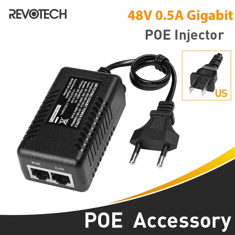 Gigabit PoE Injector, Passive PoE+,PoE 48V/0.5A Output with EU/US Cable ...