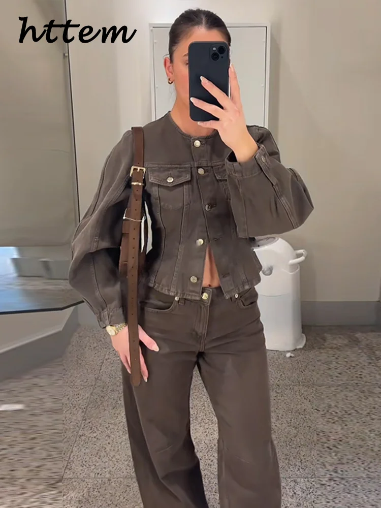 Women's Slim Fit Denim Jacket and Pants Set - 2025 Spring Fashion Collection