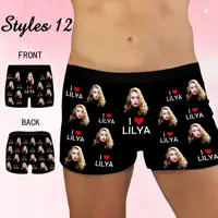 Custom Personalized Men's Underwear with Photo Face Boxer Briefs Fashion Love Heart Printed Men's Underwear Valentine's Day Gift 2