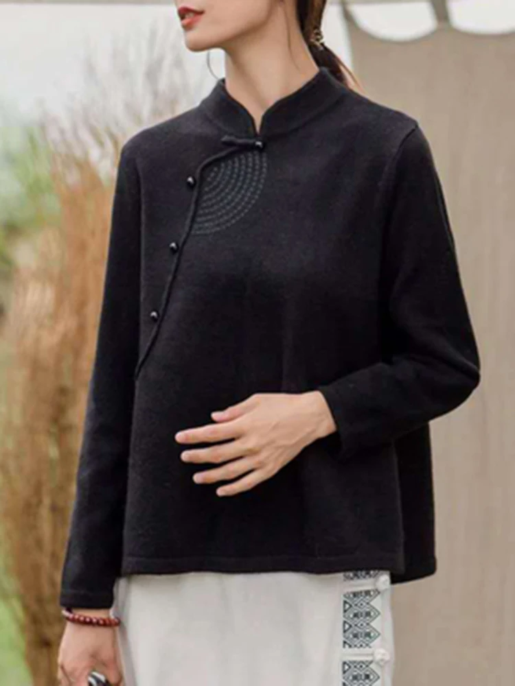 Sweater New Women's Loose Outer Wear Thick Retro Top Inner Tea Clothes Chinese Knitted Sweater