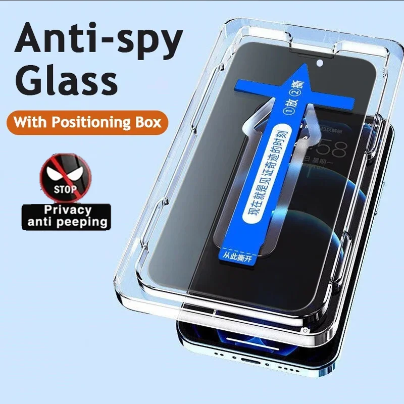 Anti-Peeping Privacy Tempered Glass Screen Protector with Dust-Free Installation Kit