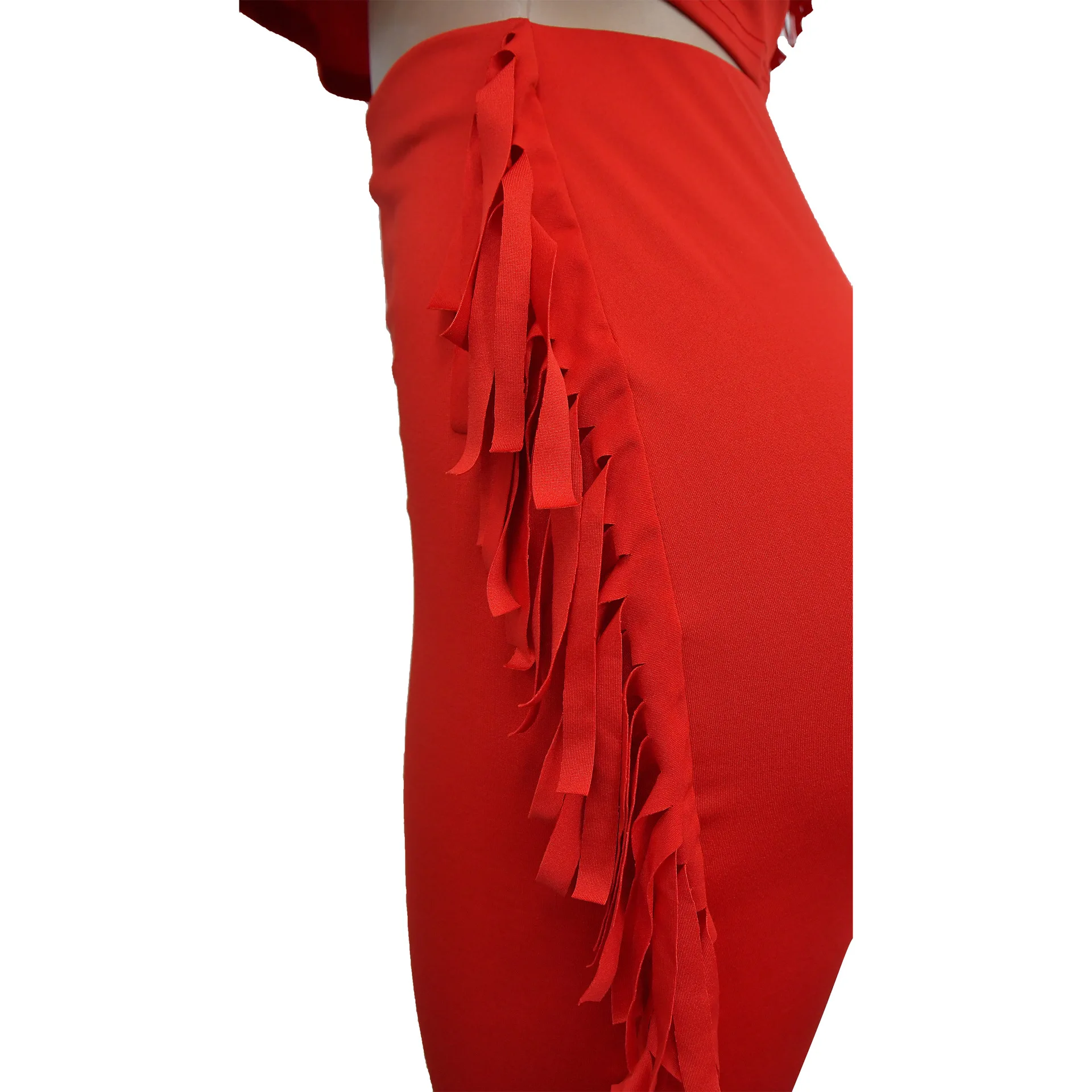 Spring And Summer Women's Solid Color Fringe Round Neck Short Sleeve And Long Skirt Two-Piece Set Fashion Casual Skirt Set
