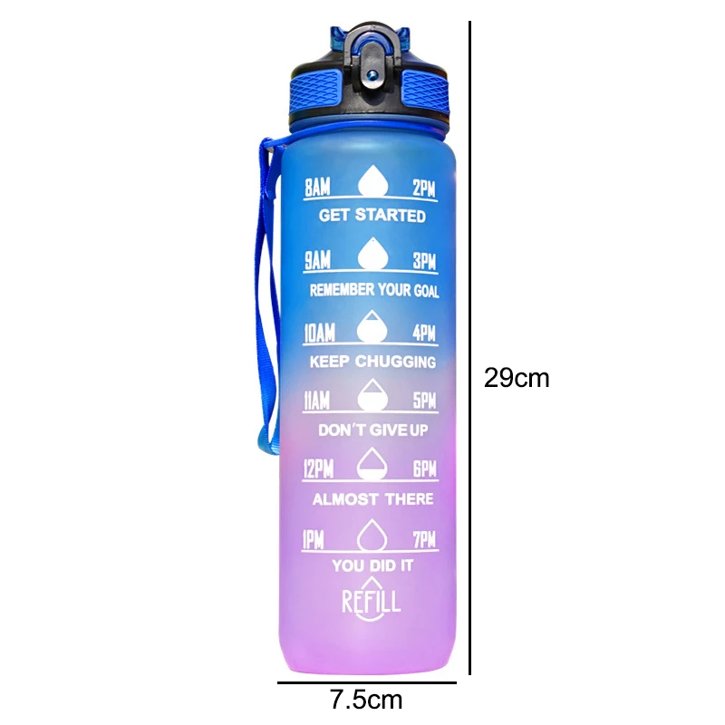 Sports Water Bottle 1 Liter Leakproof For Outdoor Travel Gym Fitness