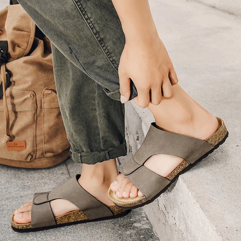 Men's Summer Cork Clogs, Anti-slip Casual Outdoor Slides_voghion.com