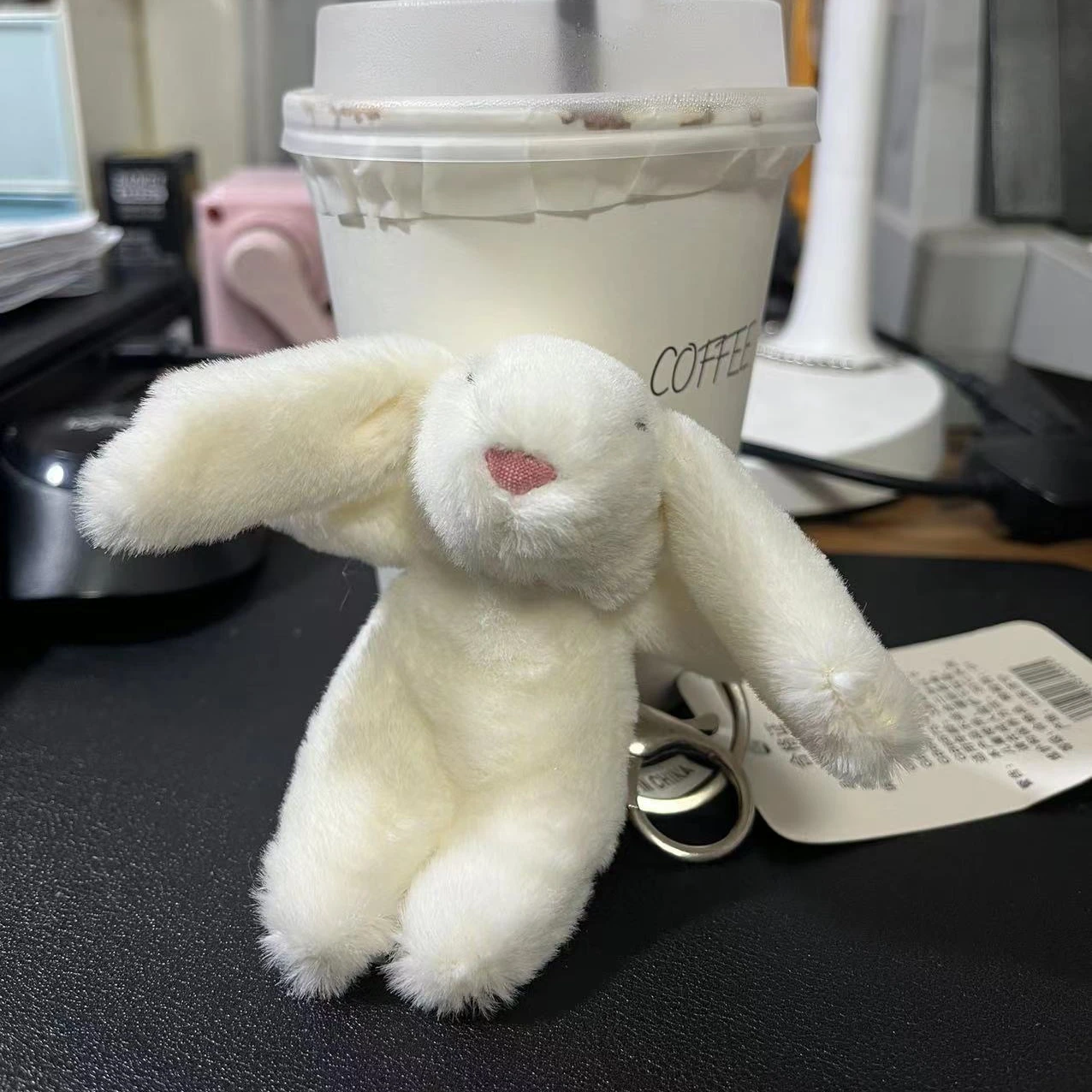 Stuffed Animals Cute Cartoon Rabbit Keychain Love Pompom Trinket Toy Girl Bag Car Keychain Mobile Phone Pendant Jewelry Gift - 5