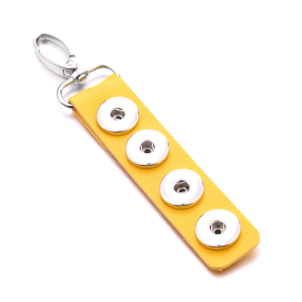 12pcs Snap Key Chain For Keyring Women PU Leather Keychain Bag Pendant Fit 18/20mm Button Snap Jewelry
