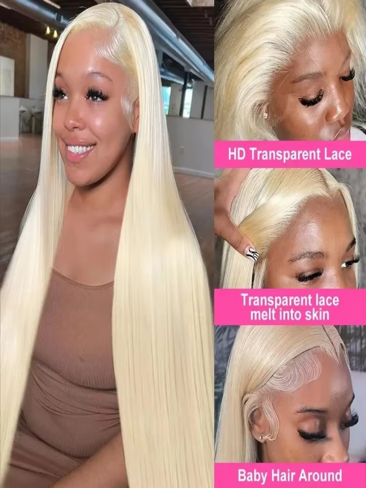 4x4 Blonde Lace Human Hair Wigs Glueless Straight Closure Ready To wear Pre Cut Pre Plucked 613 Hd Lace Frontal Human Hair Wigs