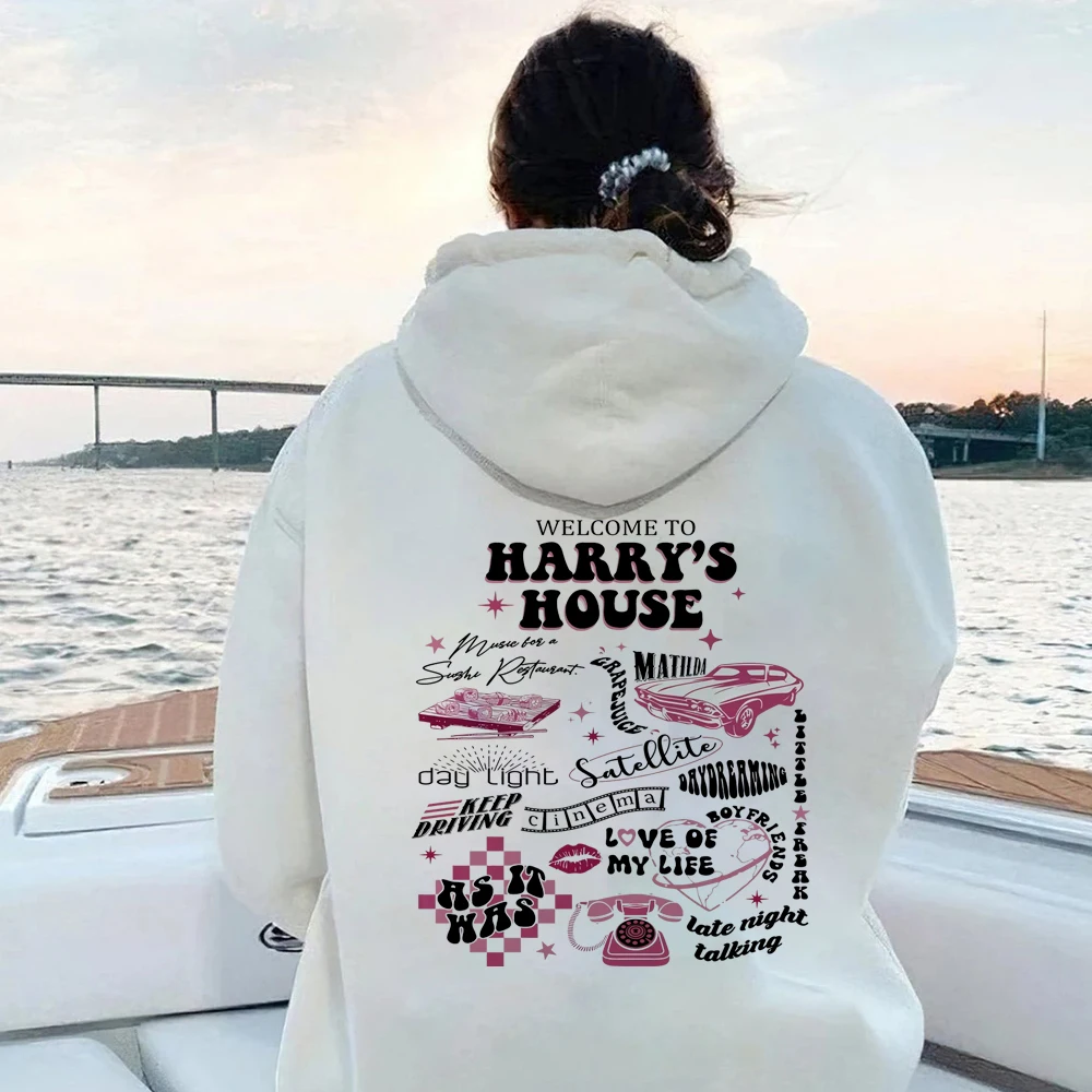 

Welcome To Harry's House Hoodie HS Love on Hooded Sweatshrit Women Y2K Aesthetic Pullover TPWK Kawaii Aesthetic Hoodies