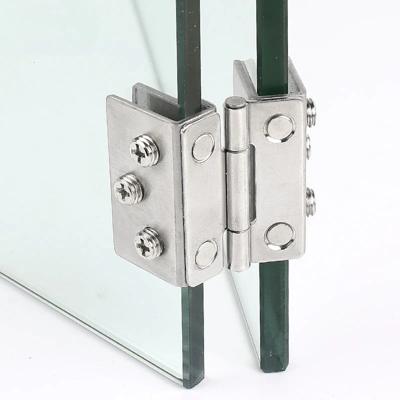 Glass Door Hinge Double Sided Without Hole Stainless Steel Cabinet Cupboard Glass Clamps Clip 4/9/12mm 180 Degree