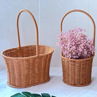 Hand Woven Storage Basket Creative Flower Baskets Plant Pot Large Garden Picnic Basket Fruit Sundries Organizer Portable 4