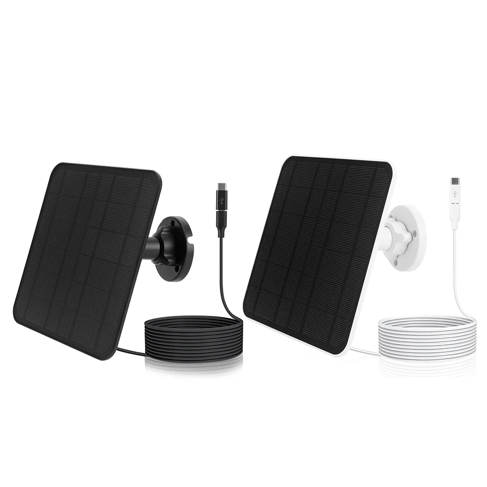 Eufycam 3, 3C, 2, 2C, 2 Pro용 태양 전지 패널 충전기, 마이크로 USB 및 USB-C 포트, 9.8 피트 충전 케이블, 5V, 6W, IP65 방수
