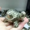 6CM Natural Pyrite Rock Quartz Crystals Carved Tortoise Home Office Decorations Reiki Healing Turtle Animal Ornaments Folk Craft 1
