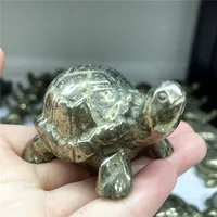 6CM Natural Pyrite Rock Quartz Crystals Carved Tortoise Home Office Decorations Reiki Healing Turtle Animal Ornaments Folk Craft 1