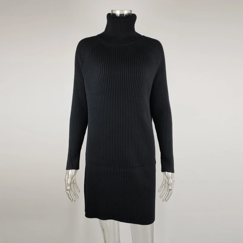 Yihaojia Women's Long Sleeve Turtleneck Sweater Dress - Loose Fit Knit Pullover Tunic For Fall & Winter - View #8