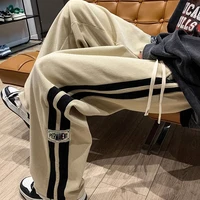 Pantalon décontracté High Street pour hommes, jambe large, droit, velours côtelé, jogging de mode, streetwear de couple, nouveau pantalon de protection, printemps, automne 2