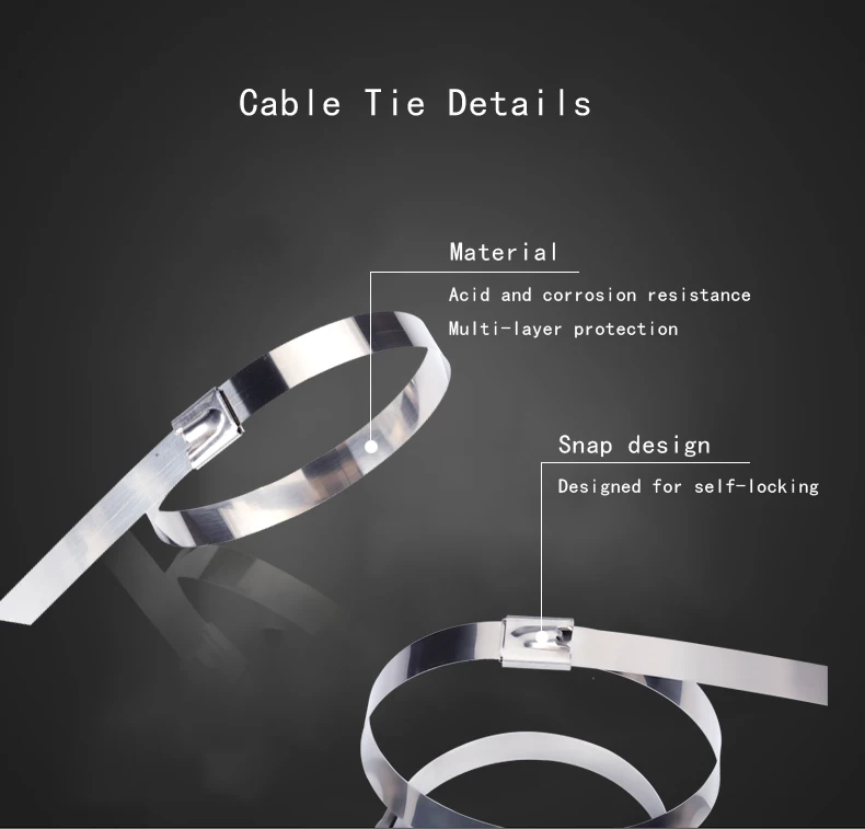 10 20 50 100 200 Pcs 12mm 0.47 inch Exhaust Wrap Multi-Purpose 304 Stainless Steel Metal Cable Tie banding self-locking zip ties