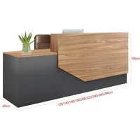 Modern Reception Desk with Counter Lockable Wooden Retail Checkout Counter, Office Receptionist Desk with Drawers Ideal 2