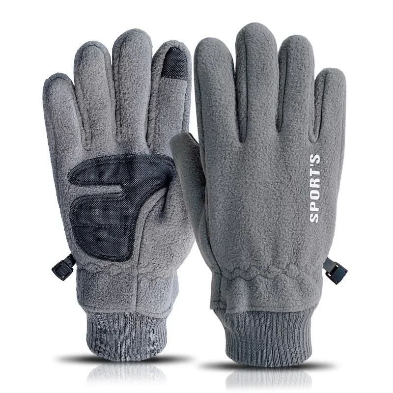 

Polar fleece Autumn and winter men's warm and thick outdoor cycling touch screen windproof non-slip mountaineering ski gloves