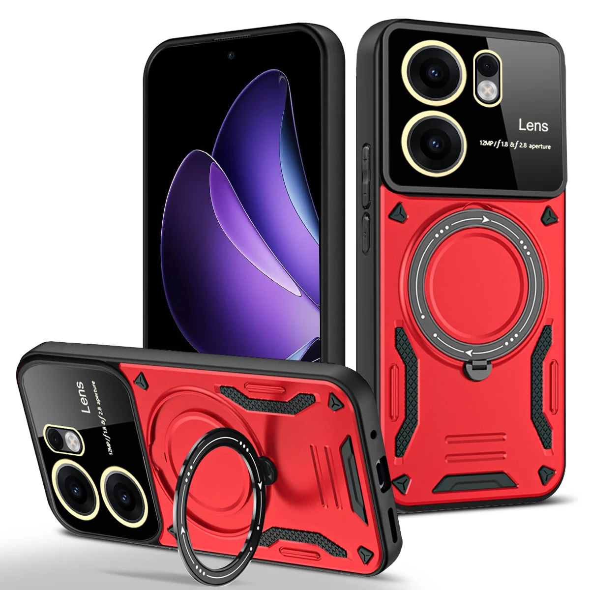 Shockproof Armor Lens Protection Case with Magnetic Wireless Charging