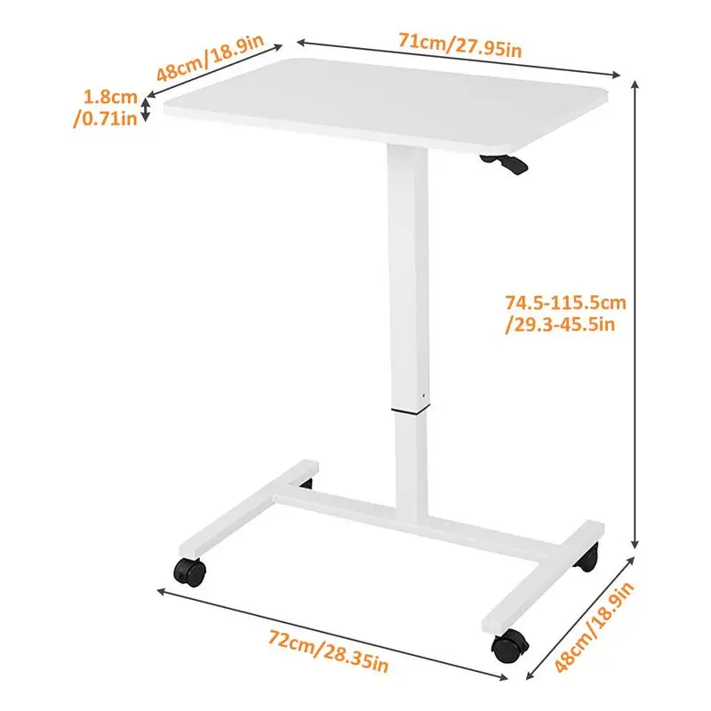 Laptop Desk With Wheels Adjustable Pneumatic Lift Table Portable Computer Workstations Sit Stand Desk For Home Study