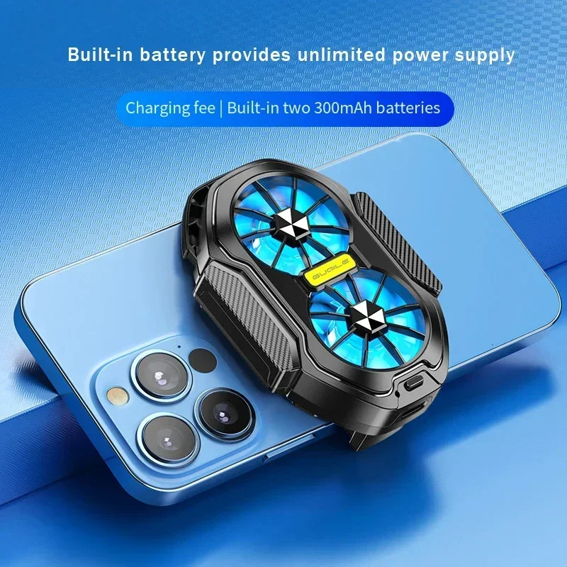Dual Fan Rechargeable Mobile Phone Radiator with Large Air Volume and Back Clamp