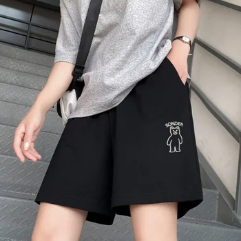 여성용 루즈 솔리드 드로스트링 짧은 바지, 스트리트웨어, 신축성 높은 허리, 캐주얼 반바지, 패치 워크 패션, 여성 의류