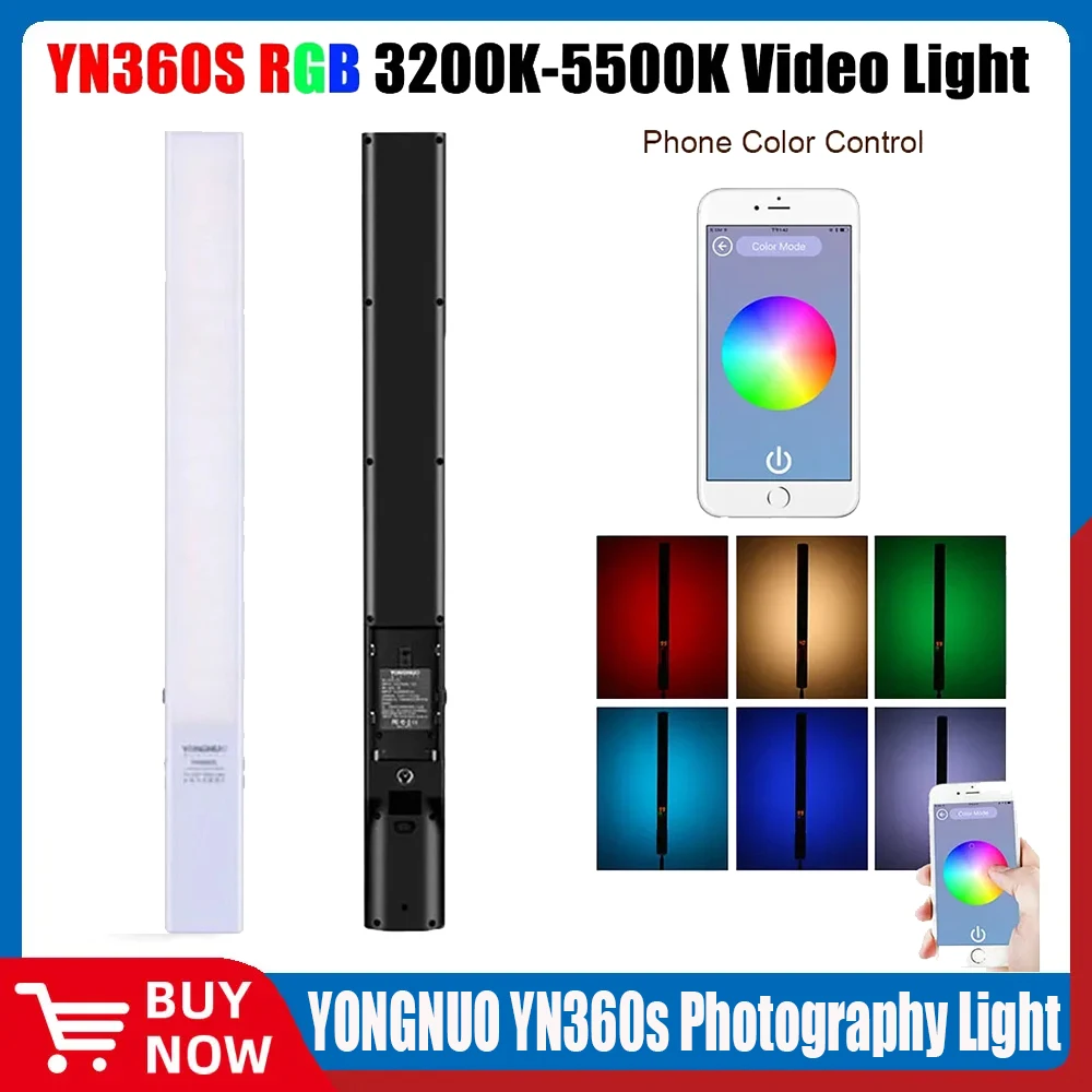 YONGNUO YN360s телефон для фото-и видеосъемки 3200K-5500K RGB цветная ледяная палка профессиональная фотолампа с дистанционным управлением через приложение