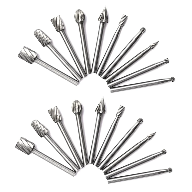 

NEW-20Pcs HSS Tungsten Carbide Rotary Cutting Burr Set Grinder Bit 1/8 Inch (3Mm) Shank Woodworking Carving Tools