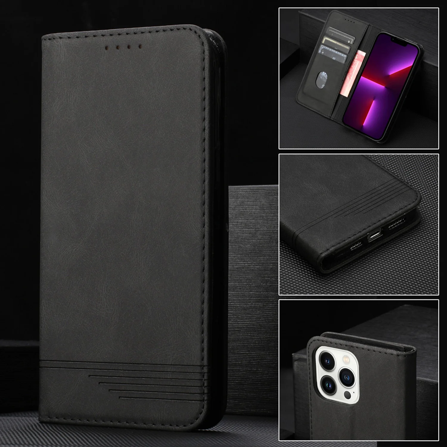 Leather Flip Case Wallet Cover Coque s