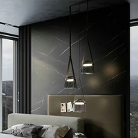Post-Modern Leather LED Chandelier Art Deco Glass Designer Pendant Light Indoor Hanging Lamp for Bedroom Bedside 2