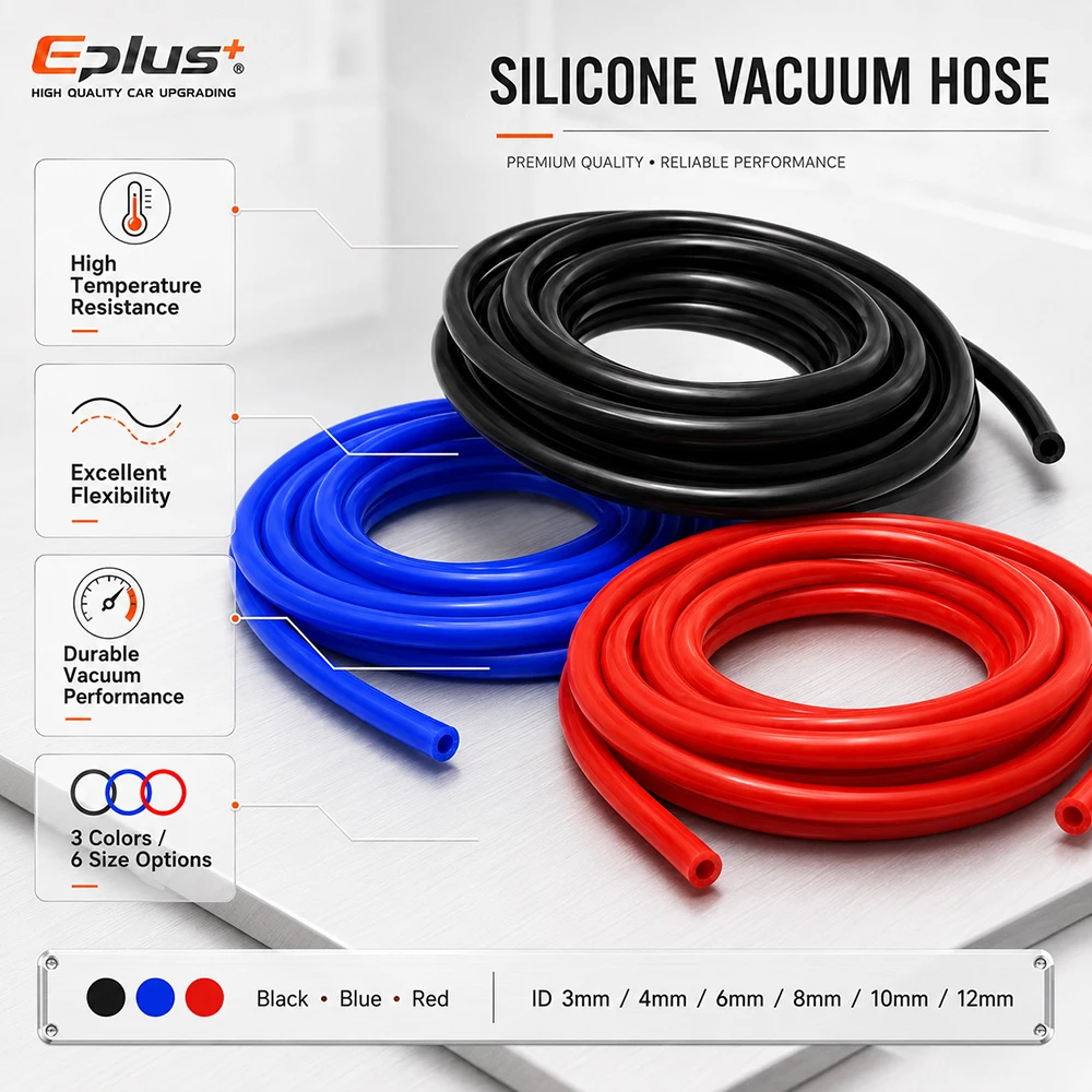 Enhanced Flame Retardant Silicone Hose - Universal Silica Gel Vacuum and Steam Pipe (Blue, Black, Red)