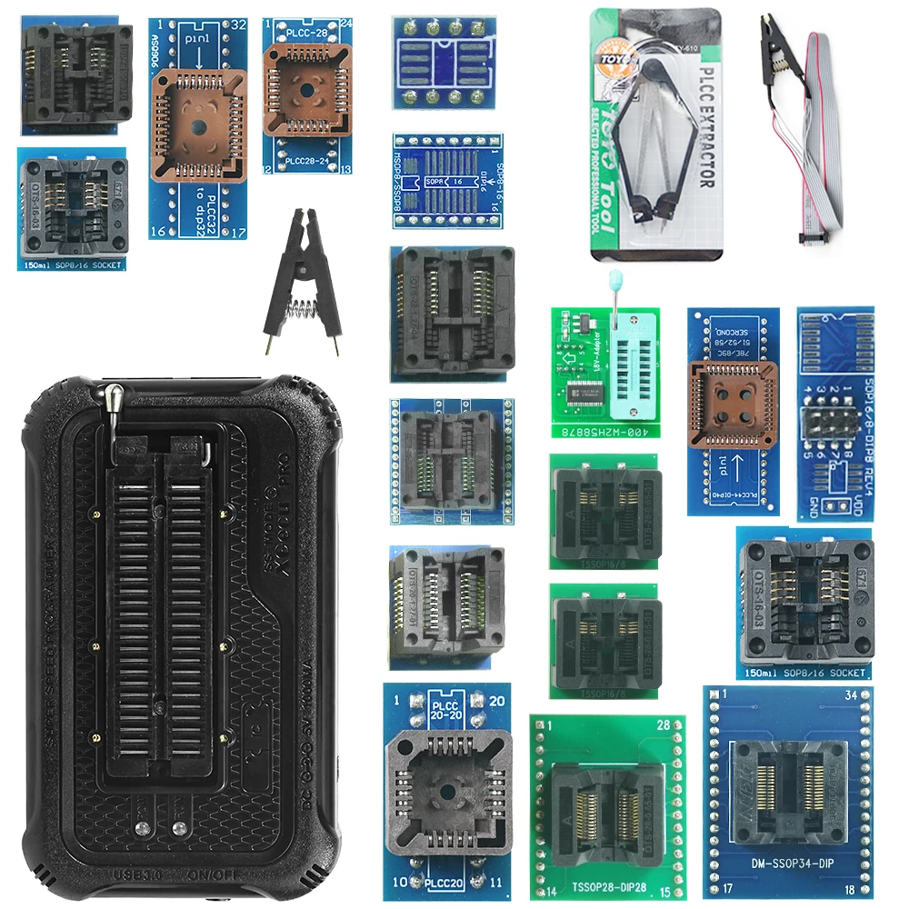 XGECU T48 USB 범용 미니 프로그래머 + 22개 어댑터 표준 BIOS 낸드 플래시 24 93 25 MCU