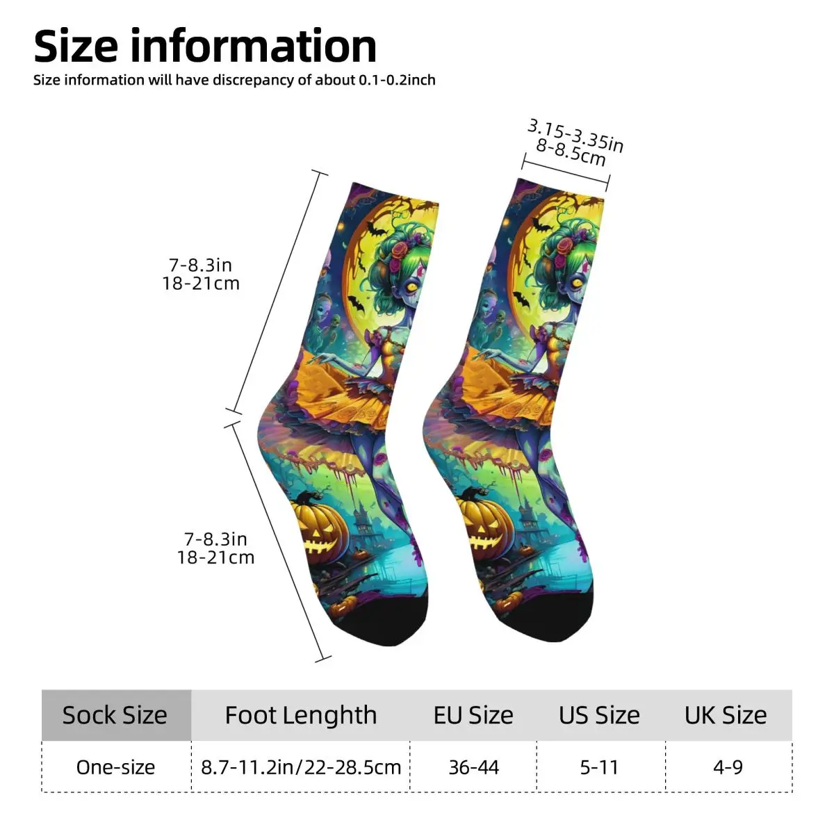 All Seasons Ghost Fairy Theme Socks Harajuku Sport Middle Tube Socks Funny Stockings for Men Women Christmas Gifts