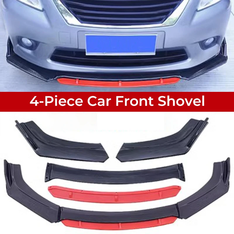 

Car Four Section Universal Front Shovel Front Bumper Spoiler For Most Car Models Front Lip Splitter Diffuser Guard Body Kit